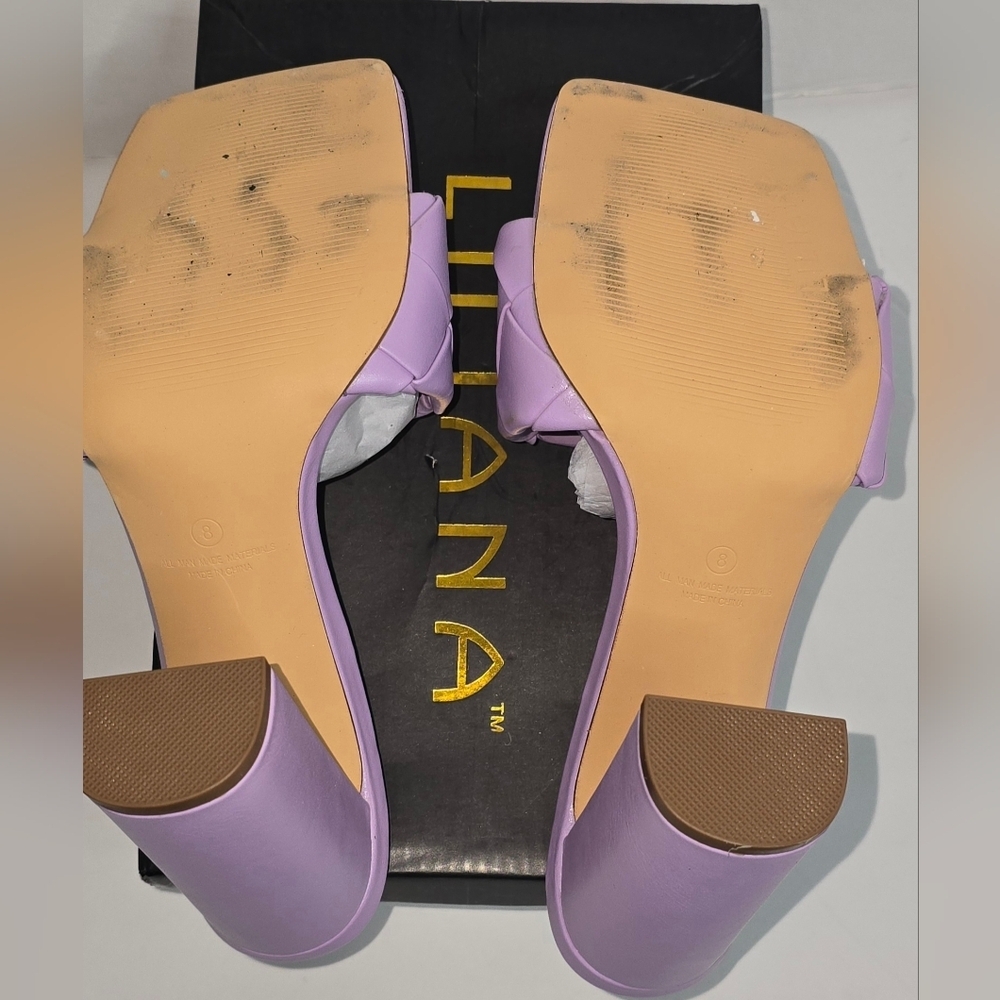Liliana Lavender Chunky Platform Heel Basket Weave Cover Slip On Size 8 - Picture 6 of 7